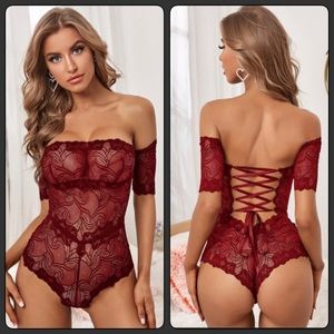 New Lace off the shoulder Teddy Lace Lingerie Set